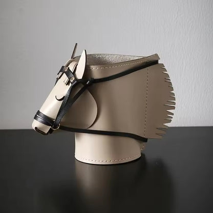 Creative Leather Horse Head Storage Box - Decorative Desk Makeup & Jewelry Organizer