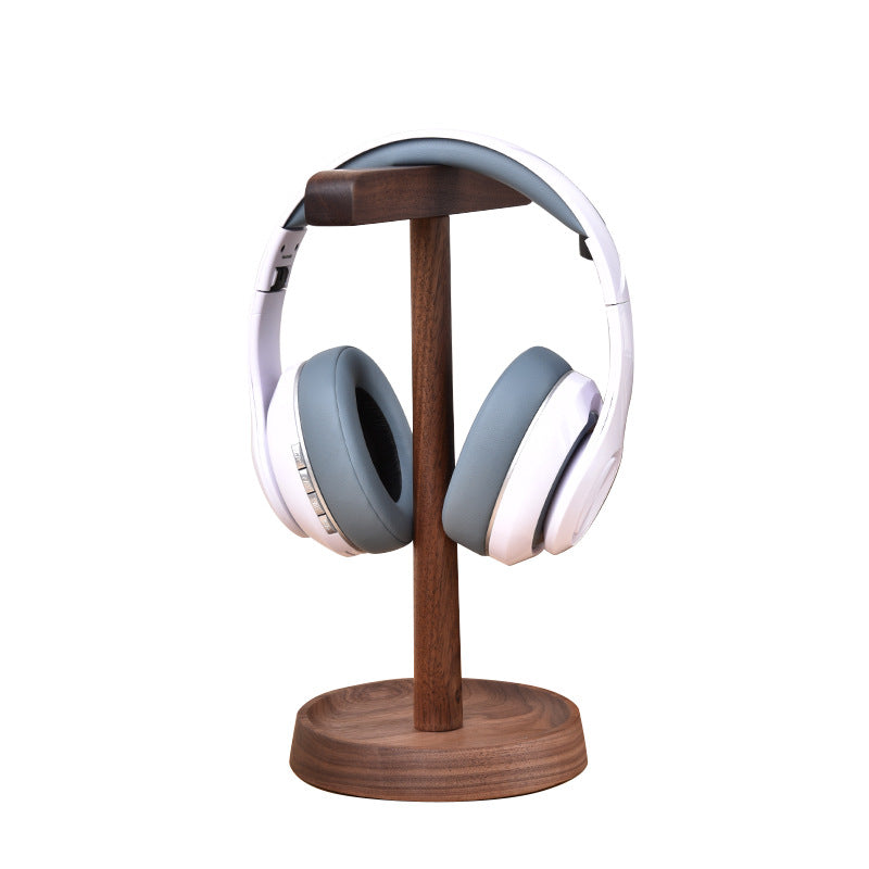 Walnut Wooden Headphone Stand - Real Wood Headphone Holder & Desktop Display Rack