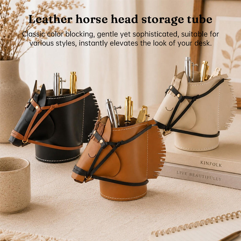 Creative Leather Horse Head Storage Box - Decorative Desk Makeup & Jewelry Organizer