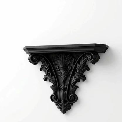 Vintage Gothic Carved Floating Wall Shelf - Retro Display Ledge for Candles & Plants