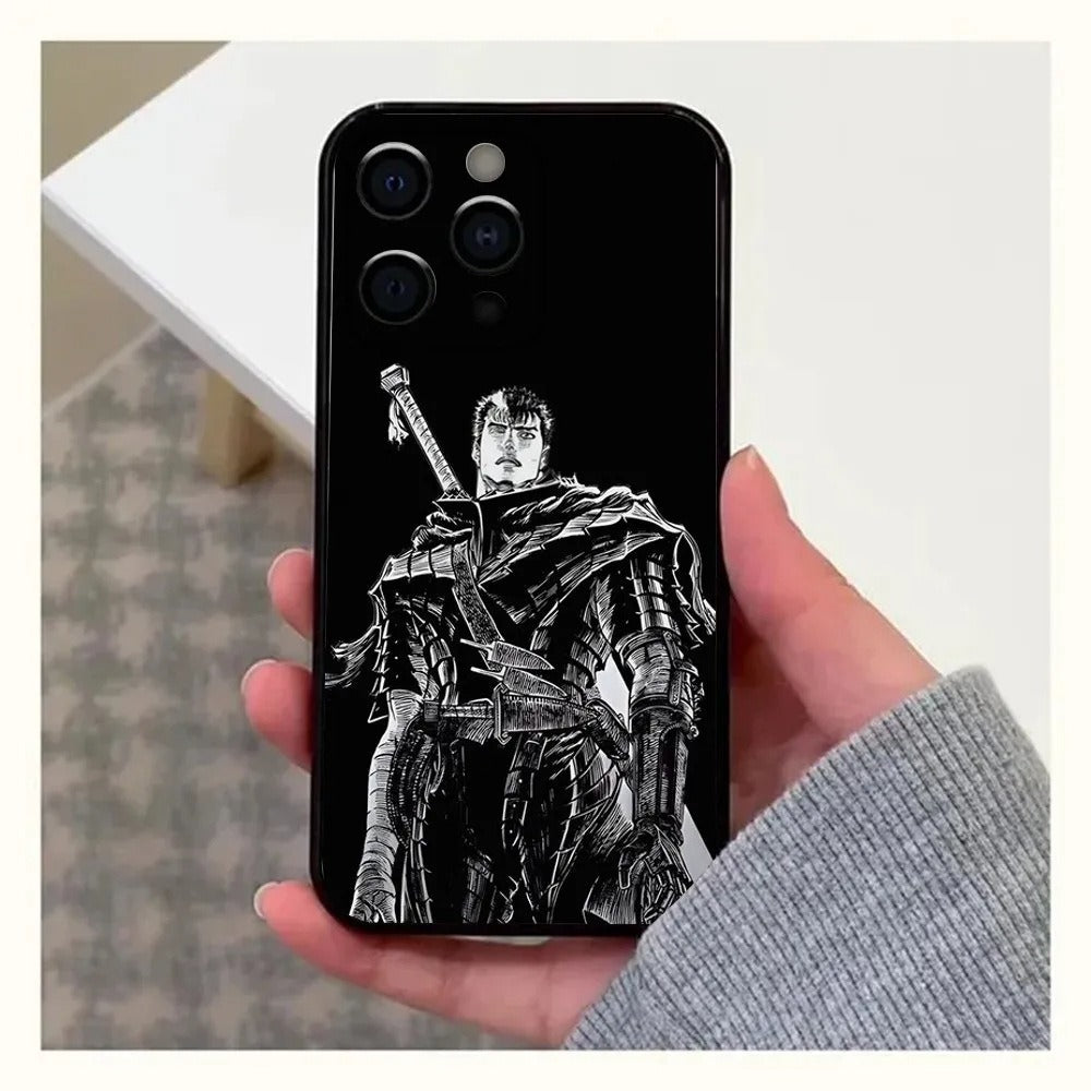Anime Berserk Guts Black Swordsman Phone Case - Shockproof Soft TPU Protective Cover for iPhone