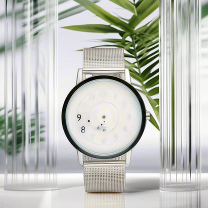 Trendy Pointerless Concept Watch with Stainless Steel Mesh Strap