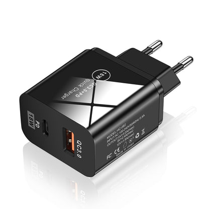Dual-Port Fast Charging Adapter - 18W QC3.0 PD USB-A & Type-C Wall Charger