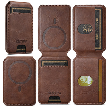 Magnetic Leather Wallet Card Holder Pouch for iPhone 15 14 13 Pro Max & Universal MagSafe Phones