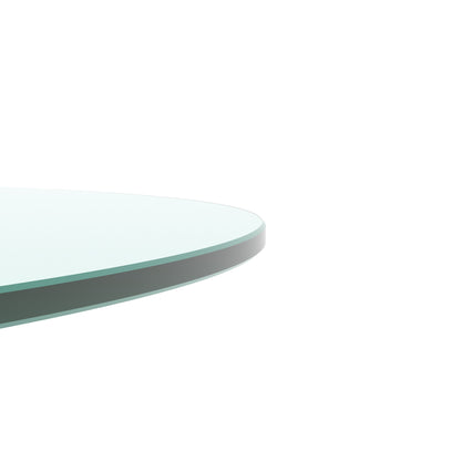 36" Round Tempered Glass Coffee Table with Wood Base