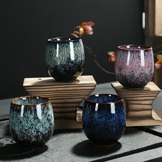 Single Personal Tea Cup/Bowl with Colorful Glaze for Home Use