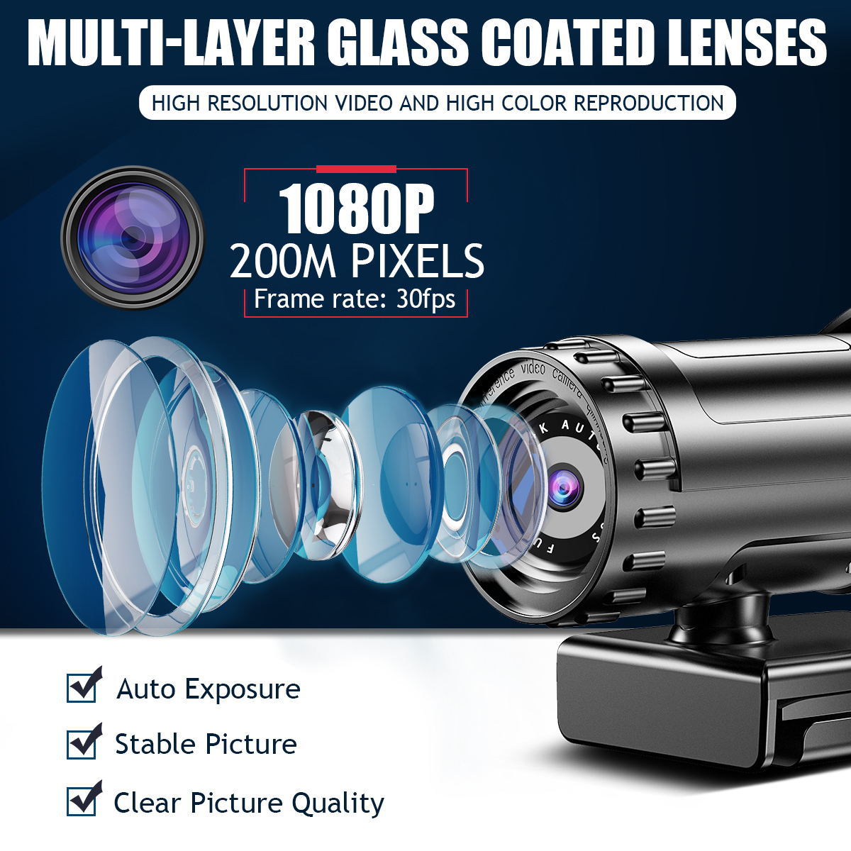4K Autofocus USB Webcam - HD Network Computer Camera with Drive-Free Plug & Play