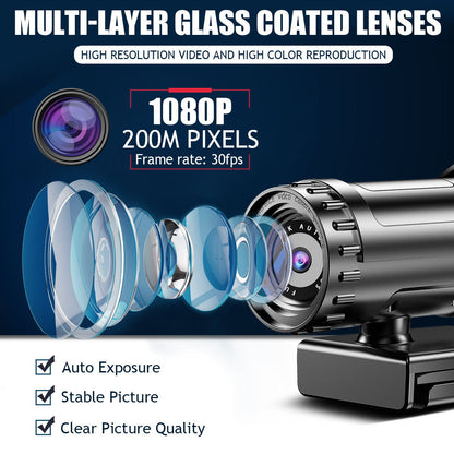 4K Autofocus USB Webcam - HD Network Computer Camera with Drive-Free Plug & Play