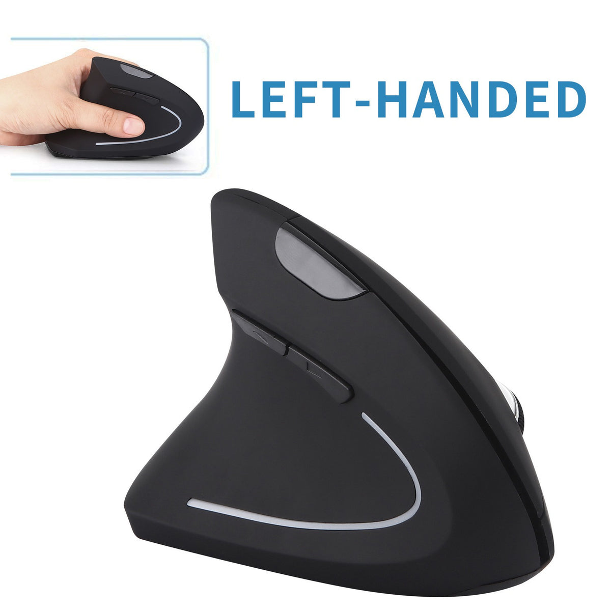 Ergonomic Left-Handed Vertical Wireless Mouse - Rechargeable Upright Esports & Office Mouse