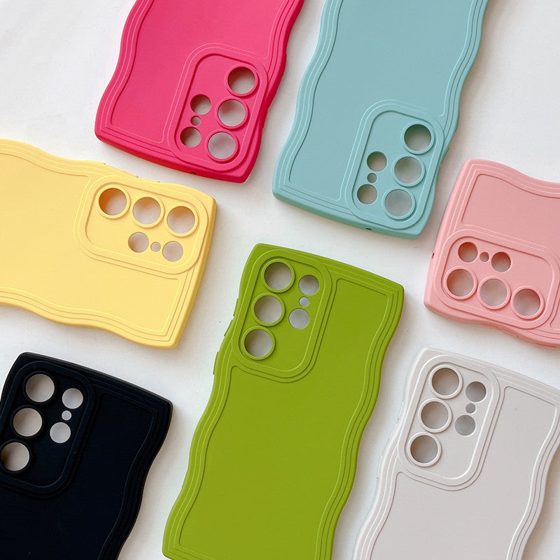 Liquid Silicone Wavy Phone Case - Cute Curly Edge Protective Cover for Samsung Galaxy S24, S22, A73, A52, A34 & A05