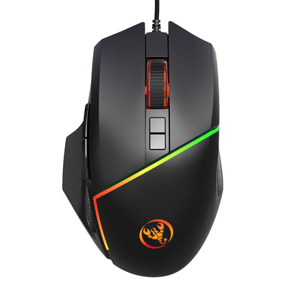 A876 Wired Gaming Mouse - 6400 DPI Adjustable RGB Lighting Optical Mouse with Turn-Off Feature
