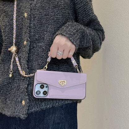 Wallet Card Holder Phone Case with Strap - Luxury Crossbody Chain Cover for iPhone