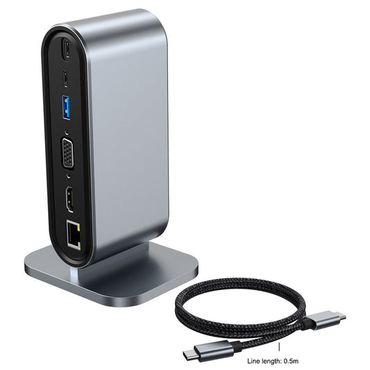 Vertical Type-C Docking Station 12-in-1 Multiport Adapter - USB Hub with HDMI, VGA & Ethernet for Mac