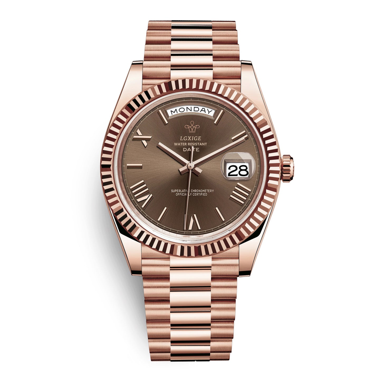 Luxury Gold-Tone Business Watch - Elegant Calendar Wristwatch for Men
