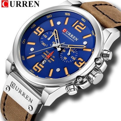 CURREN Luxury Men's Sport Quartz Watch with Leather Strap