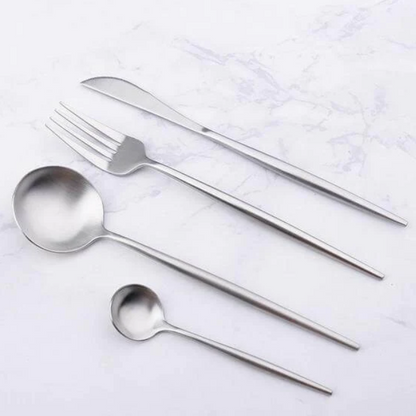 Premium 304 Stainless Steel Cutlery Set - Luxury 4-Piece Knife, Fork & Spoon Set