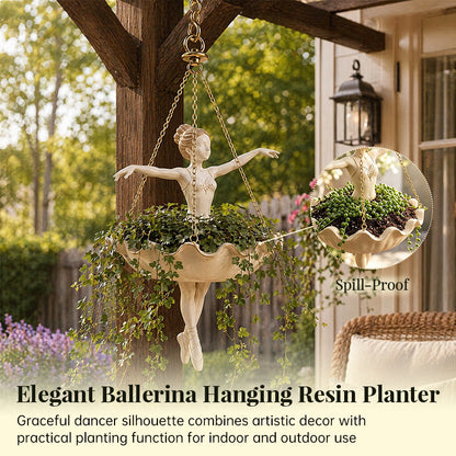 Elegant Fairy & Ballerina Hanging Resin Planter - Decorative Flower Pot & Bird Feeder
