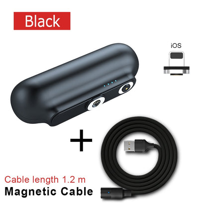 2600mAh Mini Magnetic Capsule Power Bank - Ultra-Compact Emergency Battery Pack with Interchangeable Plugs