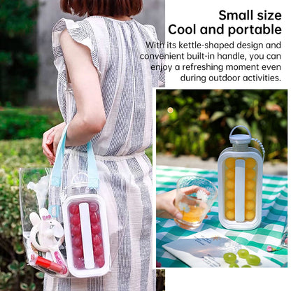 Folding Ice Cube Maker Bottle - Portable Silicone Ice Ball Mold & Drink Container