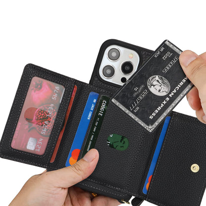 Multifunctional Zipper Coin Purse Phone Case - Crossbody Wallet Case with Card Slots for iPhone