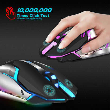 Wireless Gaming Mouse - Rechargeable 2.4G Silent Mouse with 600mAh Battery and RGB Illumination