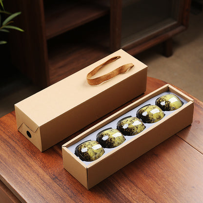 Jian Zhan Master Tea Cups with Egg-Shaped Design and Colorful Glaze