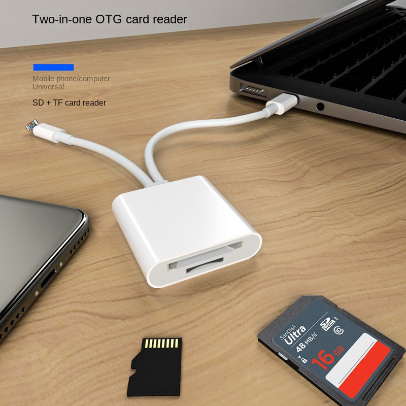 Universal Multi-Function Card Reader - Dual Connector OTG Card Reader for Apple Lightning & Type-C Phones