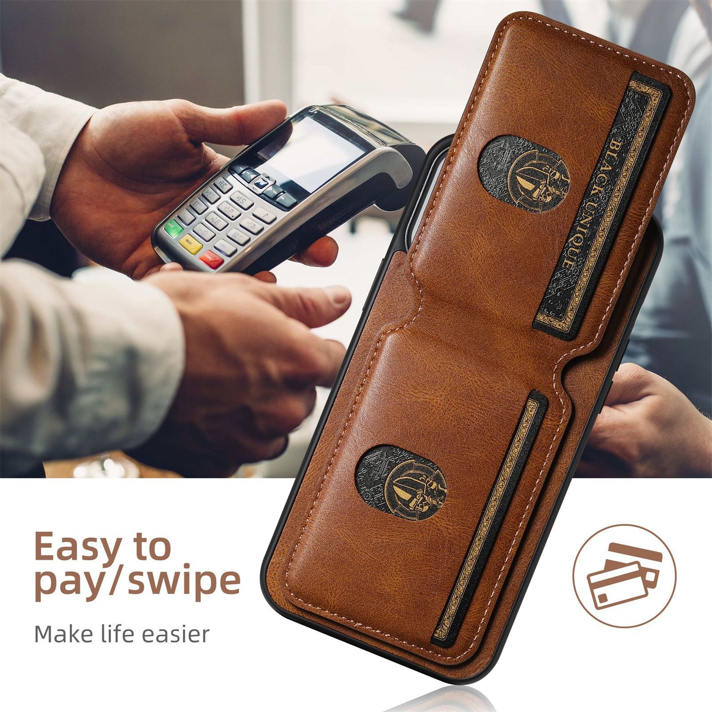 Multi-Slot Leather Bifold Wallet Phone Case for iPhone 16 Plus 15 14 Pro Max - Detachable Card Holder Cover