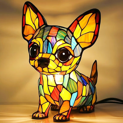 Animal Resin LED Night Light | Cute Tiffany Style Cat Bedside Lamp for Living Rooms and Bedrooms