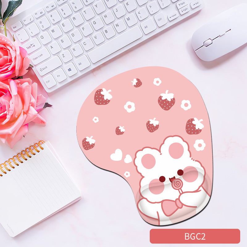 Cute Bunny Silicone Wrist Rest Mouse Pad - Soft Ergonomic Non-Slip Hand Support Pad for Gaming