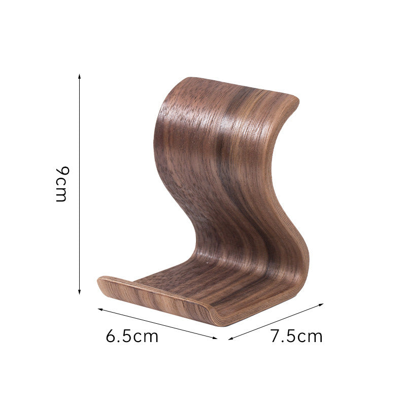 Creative S-Shaped Wooden Desktop Phone Stand - Minimalist Portable Cell Phone Holder Bracket