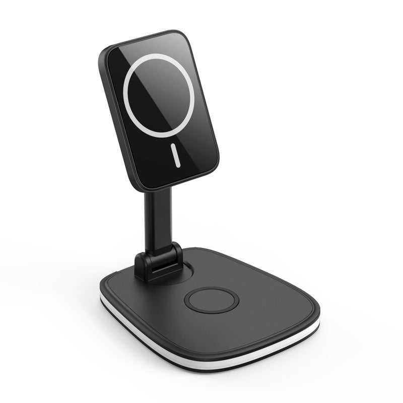 Portable Folding Magnetic Wireless Charger Stand - Dual Charging Dock for Smartphones