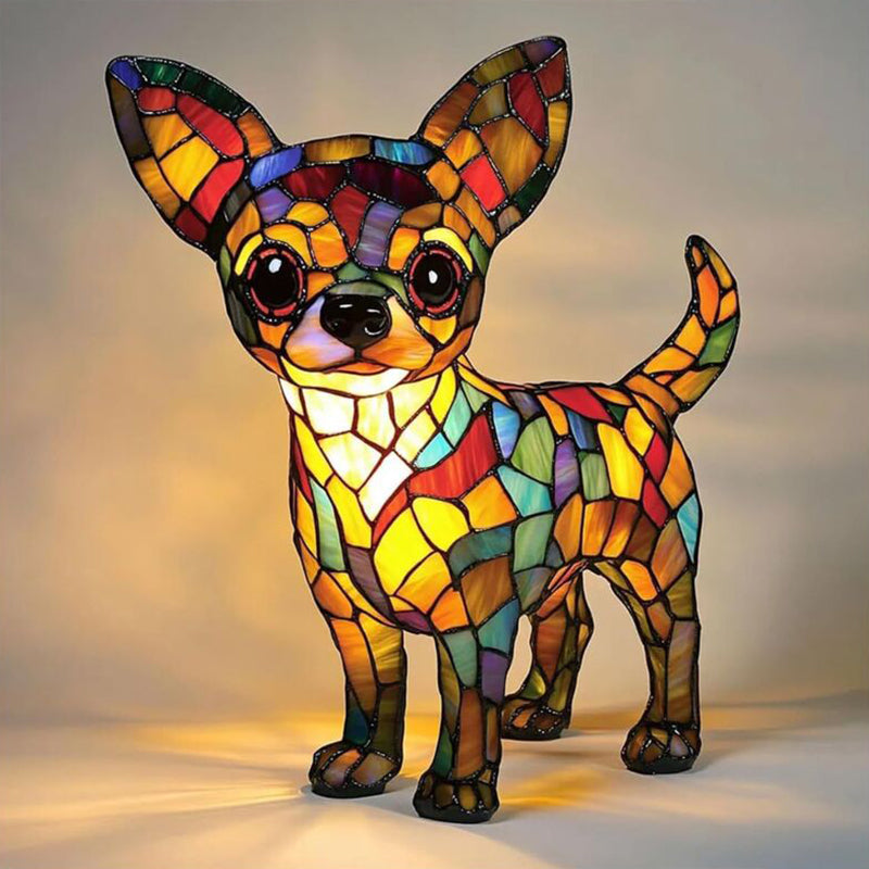 Animal Resin LED Night Light | Cute Tiffany Style Cat Bedside Lamp for Living Rooms and Bedrooms