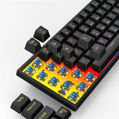 61-Key Mechanical Keyboard with Blue Switch - Mini Portable Wired Detachable Gaming Keyboard for Esports