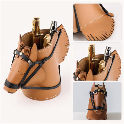 Creative Leather Horse Head Storage Box - Decorative Desk Makeup & Jewelry Organizer