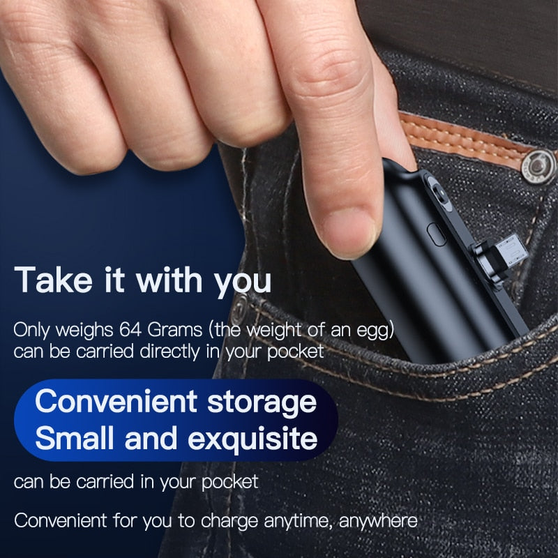 2600mAh Mini Magnetic Capsule Power Bank - Ultra-Compact Emergency Battery Pack with Interchangeable Plugs