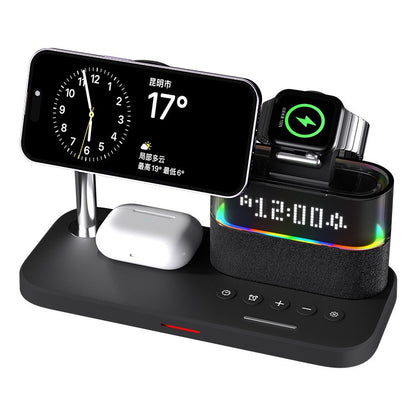 Multifunctional 3-in-1 Wireless Charging Station with Alarm Clock - Magnetic Desktop Charger Stand