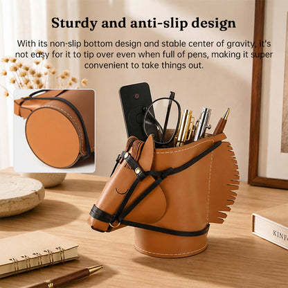 Creative Leather Horse Head Storage Box - Decorative Desk Makeup & Jewelry Organizer