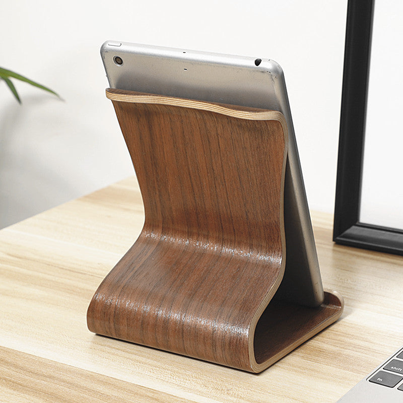 One-Piece Molded Wooden Tablet Stand - Desktop Display Holder & Charging Rack for iPad