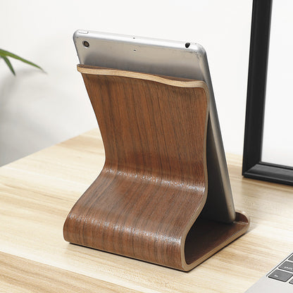 One-Piece Molded Wooden Tablet Stand - Desktop Display Holder & Charging Rack for iPad