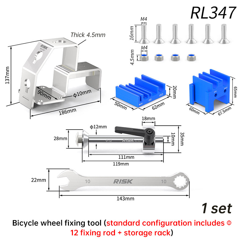RISK RL350 Bicycle Hub Maintenance Vise Clamp Tool - 20mm Thru Axle Drum Hub Fixing Rod