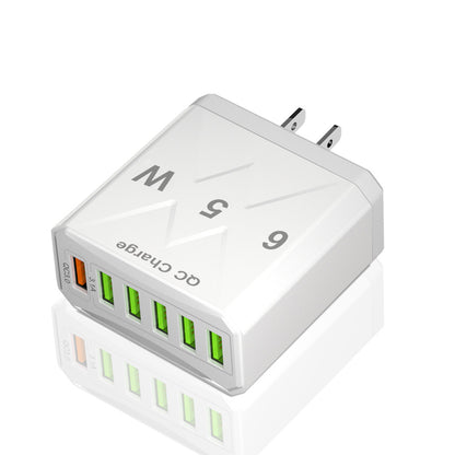 65W 6-Port Fast Wall Charger - Multi-Port USB Travel Charging Head Adapter