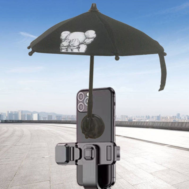 : Mini Phone Umbrella Sun Shade with Suction Cup Holder - Anti-Glare Outdoor Mobile Bracket