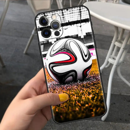 Football Soccer Pattern Soft TPU Phone Case - Sports Graphic Protective Cover for iPhone 15 14 13 Pro Max