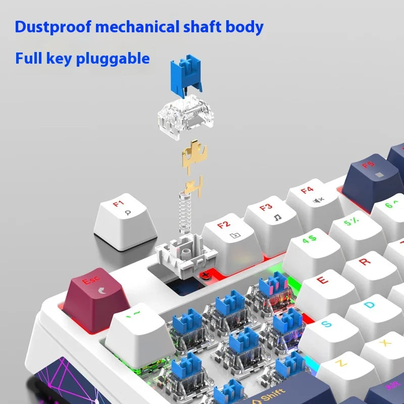 XUNFOX K85 Wired Mechanical Keyboard - Hot-Swappable Esports Gaming & Office Keyboard with Illuminated USB