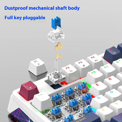 XUNFOX K85 Wired Mechanical Keyboard - Hot-Swappable Esports Gaming & Office Keyboard with Illuminated USB