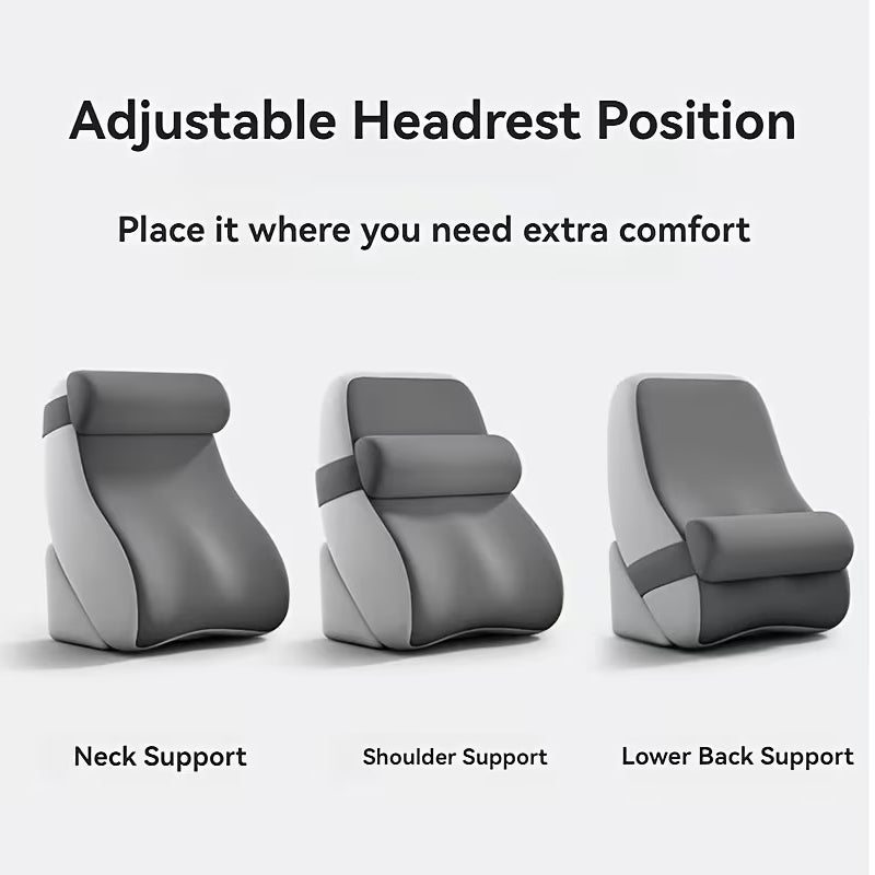 Memory Foam Reading Pillow with Neck Roll - Ergonomic Bed Backrest Support Cushion