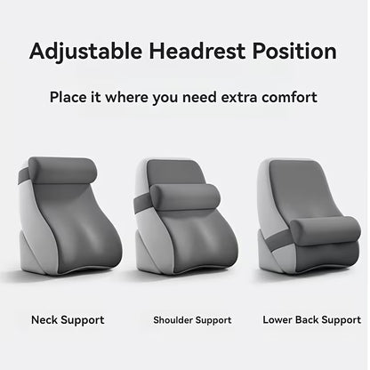 Memory Foam Reading Pillow with Neck Roll - Ergonomic Bed Backrest Support Cushion