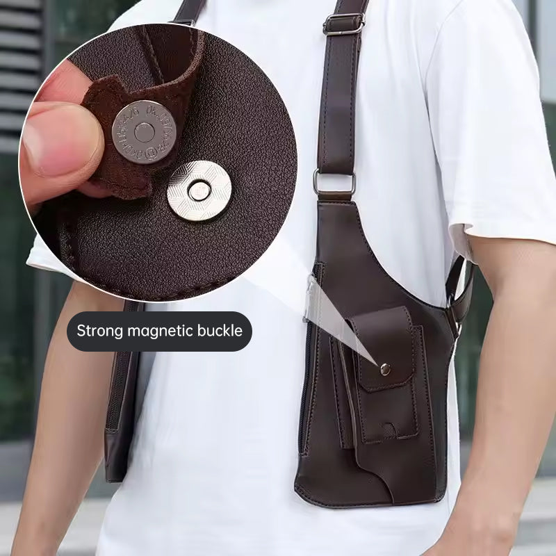 Medieval Leather Underarm Shoulder Bag - Anti-Theft Double Holster Phone Pouch
