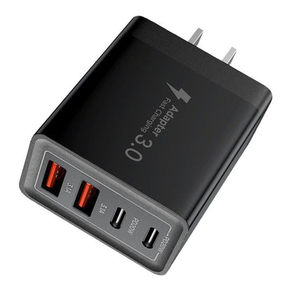 40W 4-Port USB Fast Charger Wall Adapter - Dual PD 20W Type C & Dual USB Quick Charging Plug